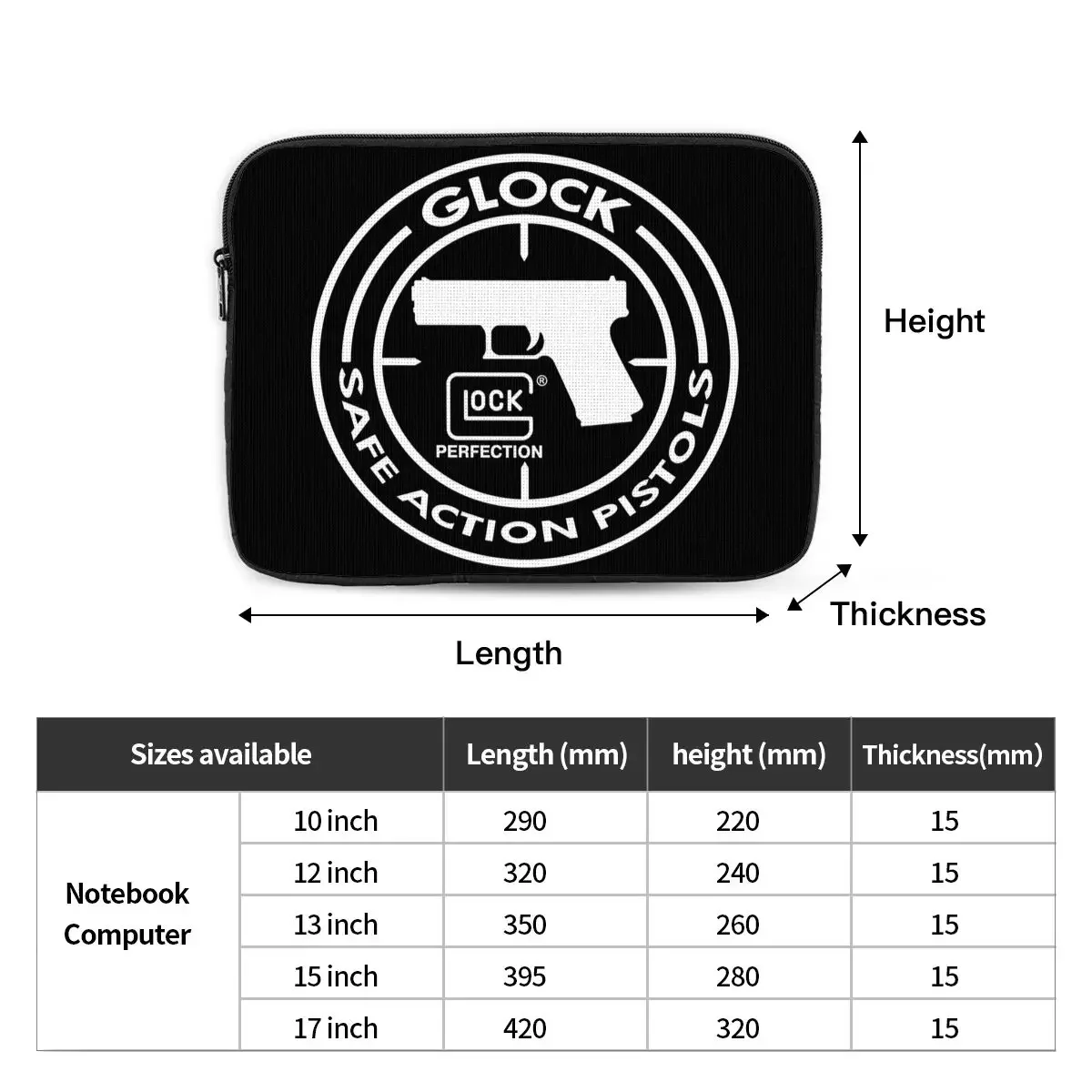 Glock USA Handgun Notebook Laptop Bag Case Pouch 10 12 13 15 17 Inch Notebook Sleeve Cover Bag Tablet Shockproof Case Bag