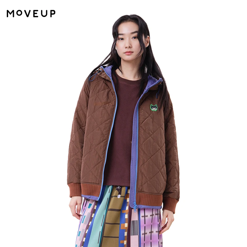 MOVEUP Women's Winter Jacket Hooded Raglan Sleeve Cropped Padded Coat FUN Series 2026 Winter New Daily Warm Outerwear 3ELD20902