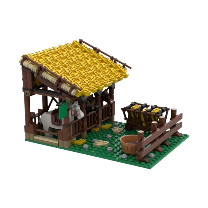 Spot small particle MOC-87706 medieval stable model puzzle creative educational toy DIY gift ornament