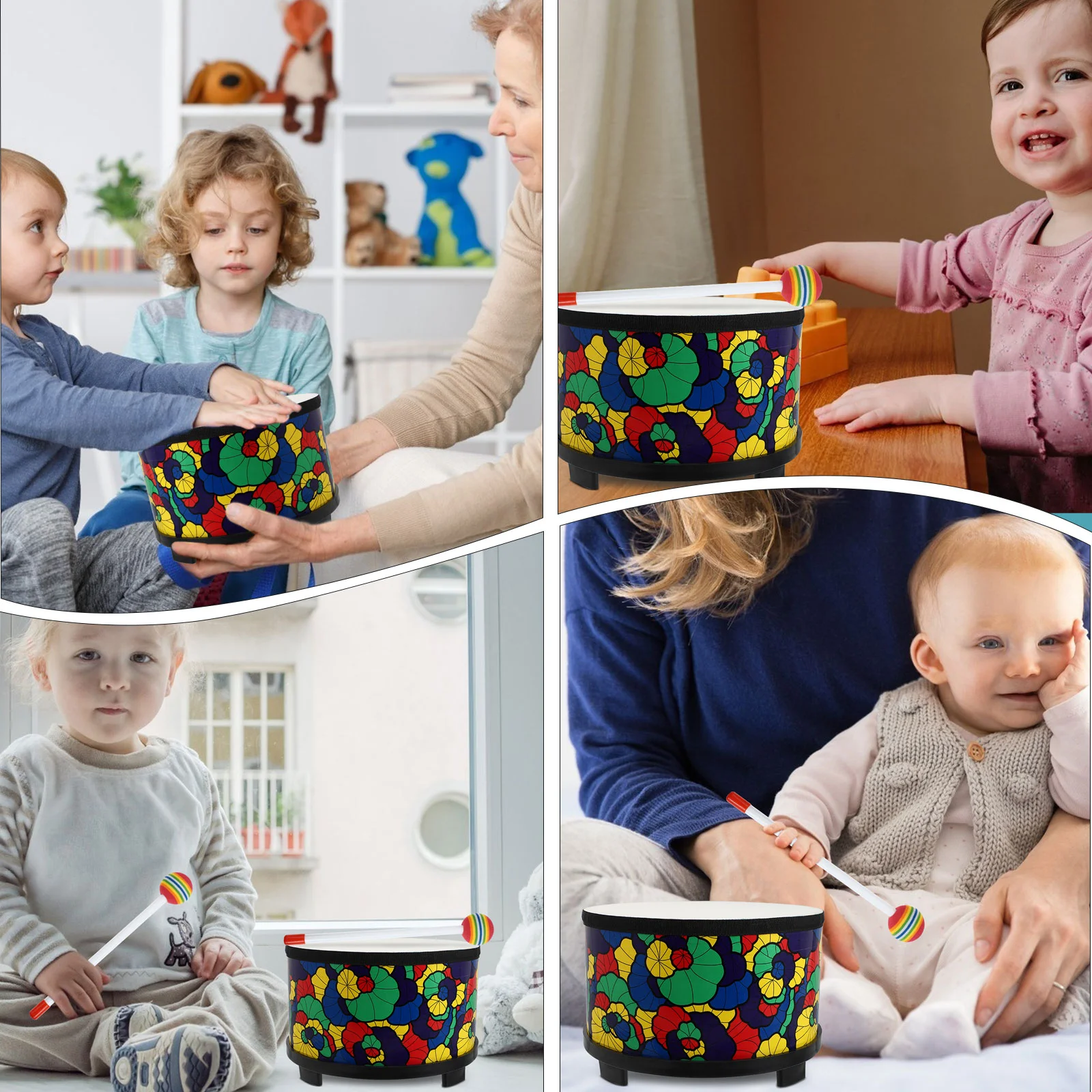 Speelgoedtrommel Muziekinstrument Babyrammelaars Val de grond Houten Shaker Percussie Kinderen