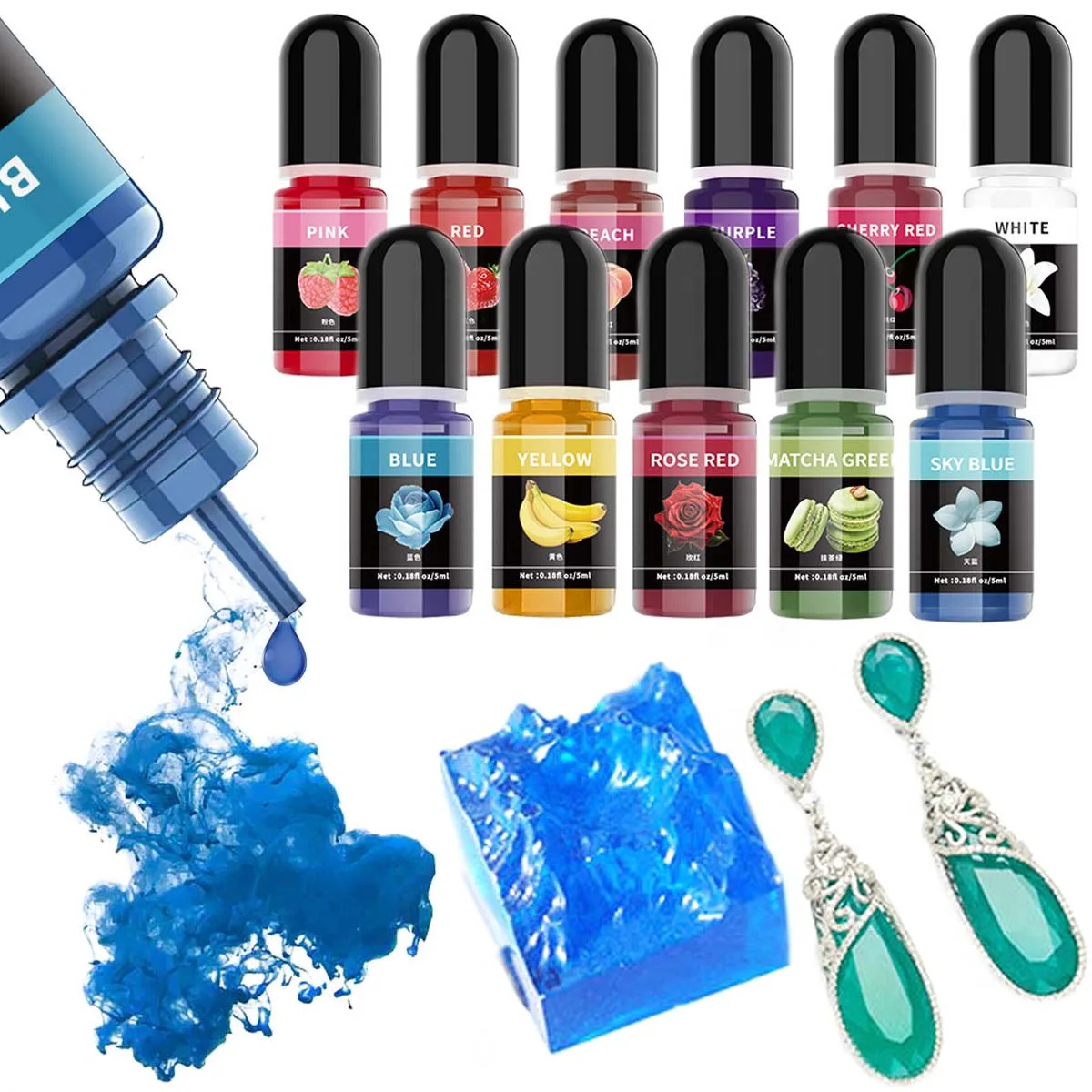 5ml/Bottle Epoxy Resin Pigment Liquid Colorant Dye Universal Epoxy Resin Pigment For UV AB Glue DIY Resin Art Jewelry Making view 2