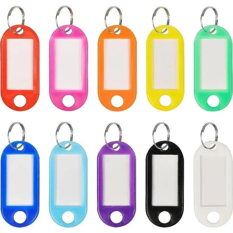 10-100PCS Coloful Key Tags Plastic Split Key Ring Paper Labels Flexible Key Organizer DIY Item Identifiers Luggage Tag