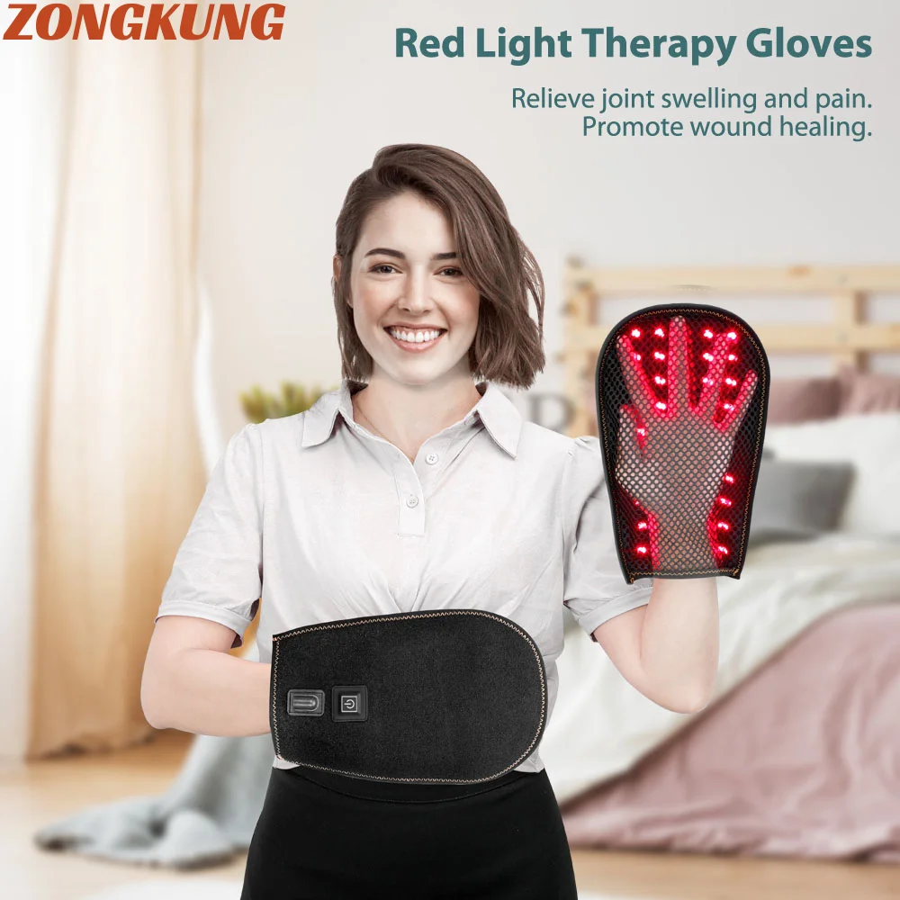 

NEW 50LEDS Red Light Therapy Glove 660nm&850nm Infrared Light for Hand Pain Relief Eliminate Inflammation Hand Beauty