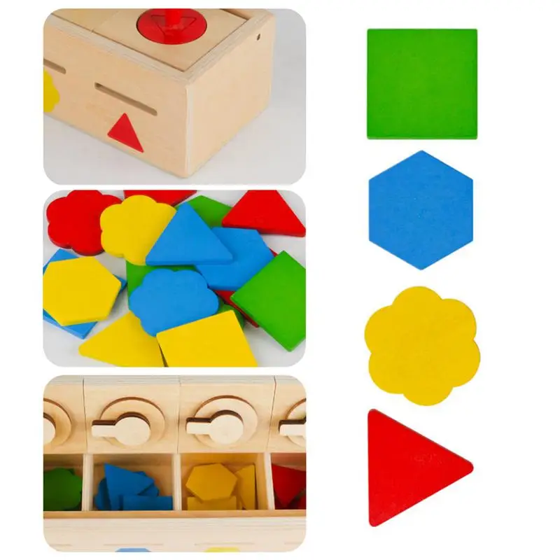 لعبة تعزيز ذكاء الخشب لفرز الأشكال، صندوق قفل فرز الأشكال الملونة، لعبة حسية تنموية لمراكز الرعاية النهارية في الفصول الدراسية