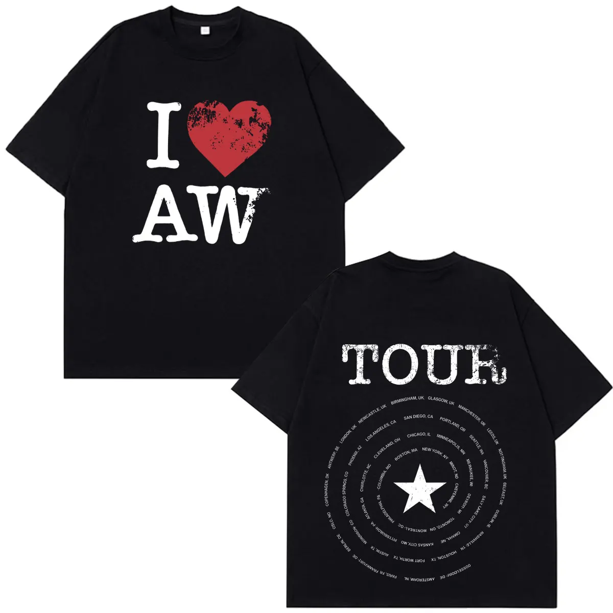 Alex Warren Tour 2026 Merch T-shirts Heren Dames Mode T-shirt Zomer Korte mouwen Losse Casual Hip-hop T-shirts Streetwear