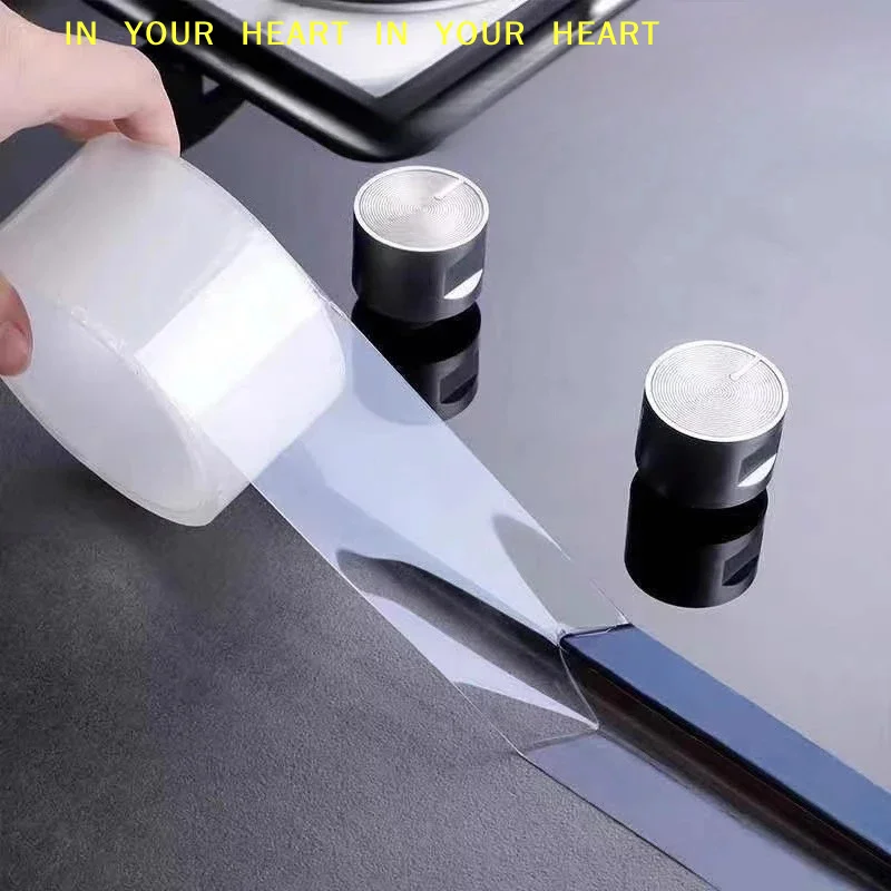 【X】/5M/10M Single Side Self-Adhesive Nano Tape Waterproof And Stain-Resistant Kitchen Bathroom Sink Caulk Strip Transparent Tape