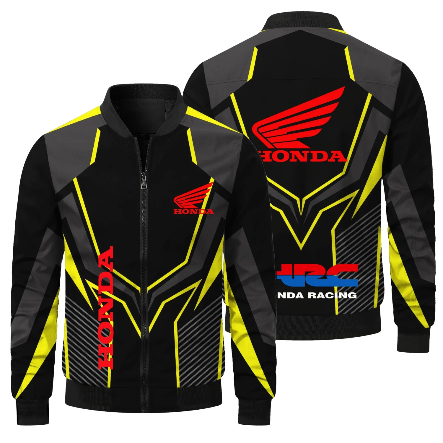 Men's Outdoor Sports Off-road Cycling Jersey Zipper Top 3D Honda Printed Pattern Fashionable Casual Long Sleeved Jacket