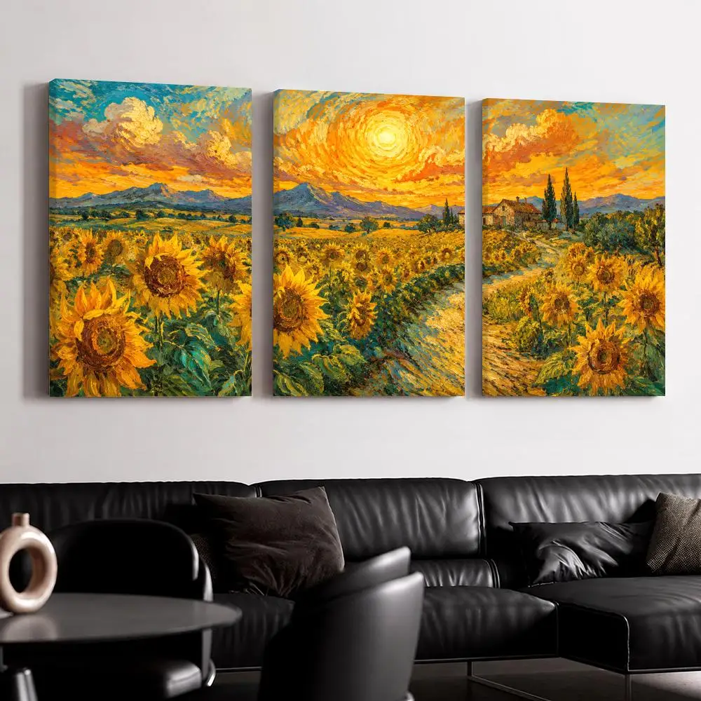 V-Van Gogh Painting Art Framed Wall Painting Ready to Hang Canvas Wall Art Poster for Bedroom Living Room Home Decor Gift