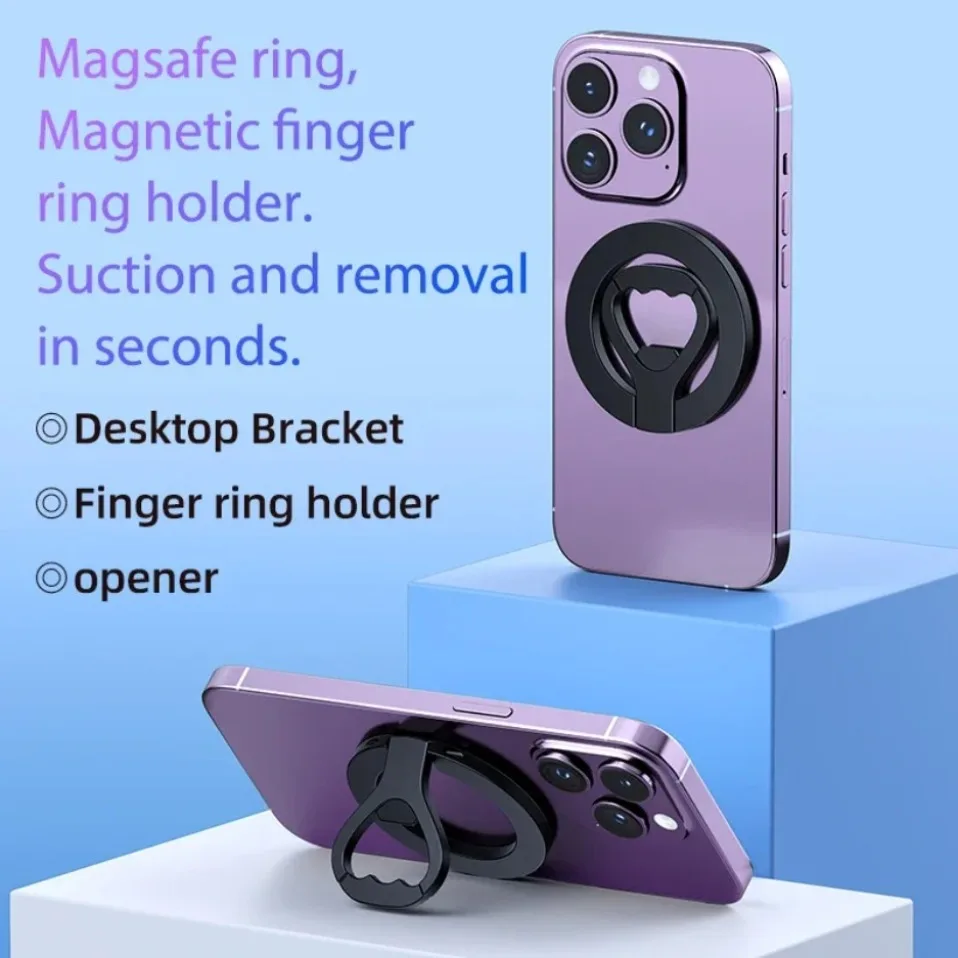 Magnetischer Auto-Handyhalter mit Fingerring, Starker Magnetständer, Flaschenöffner für Magsafe iPhone 17 16 15 14 13 12 Pro Max