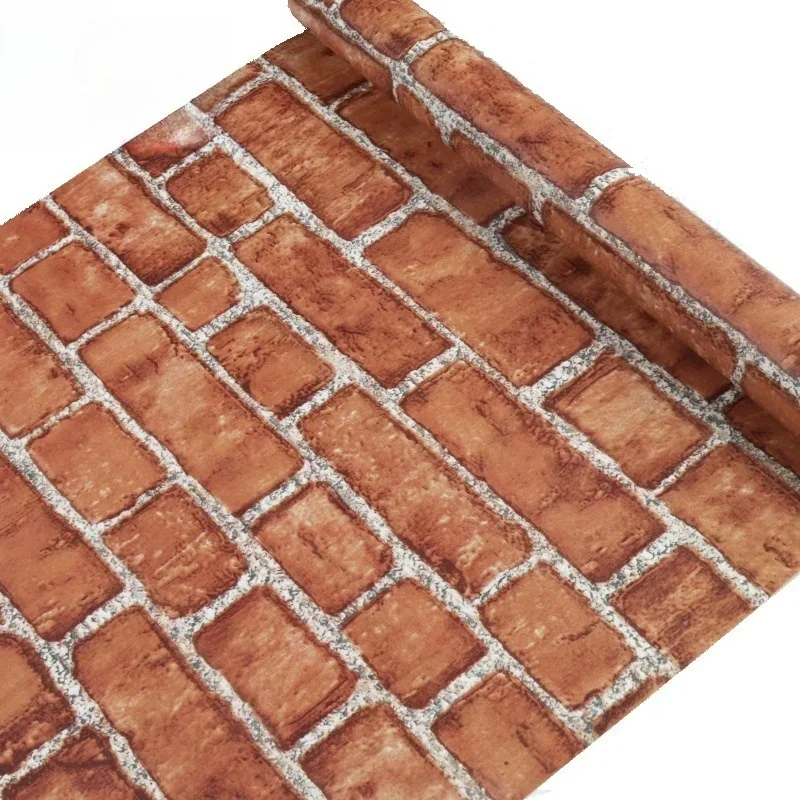 Retro Brick Pattern PVC Self-adhesive Wallpaper 10M Renovation Living Room Decoration TV Background Wall Sticker Home Decoration