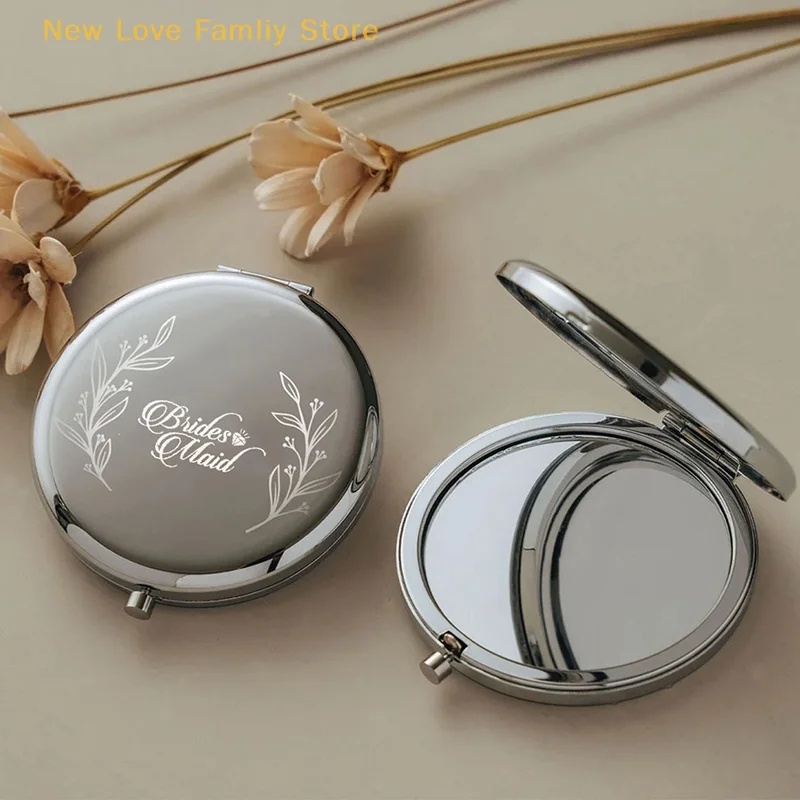 Personalized Compact Makeup Mirror Custom Pocket Mirror Wedding Favors For Guests Fold Mirror Wedding Souvenirs Bridesmaids Gift