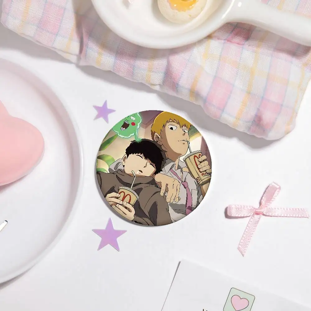 أنيمي M-Mob النفسي 100 شارات لينة زر دبوس مشرق مطبوعة أيقونة هدية للأصدقاء شارة طوق بروش التلبيب دبوس معدني #4