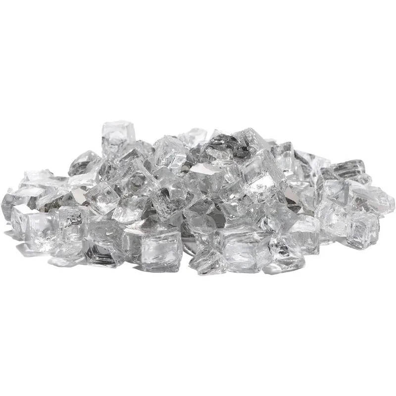 Reflective Tempered Fire Glass Amber Yellow for Fire Pit Fireplace 1/2 Inch 10 Lbs