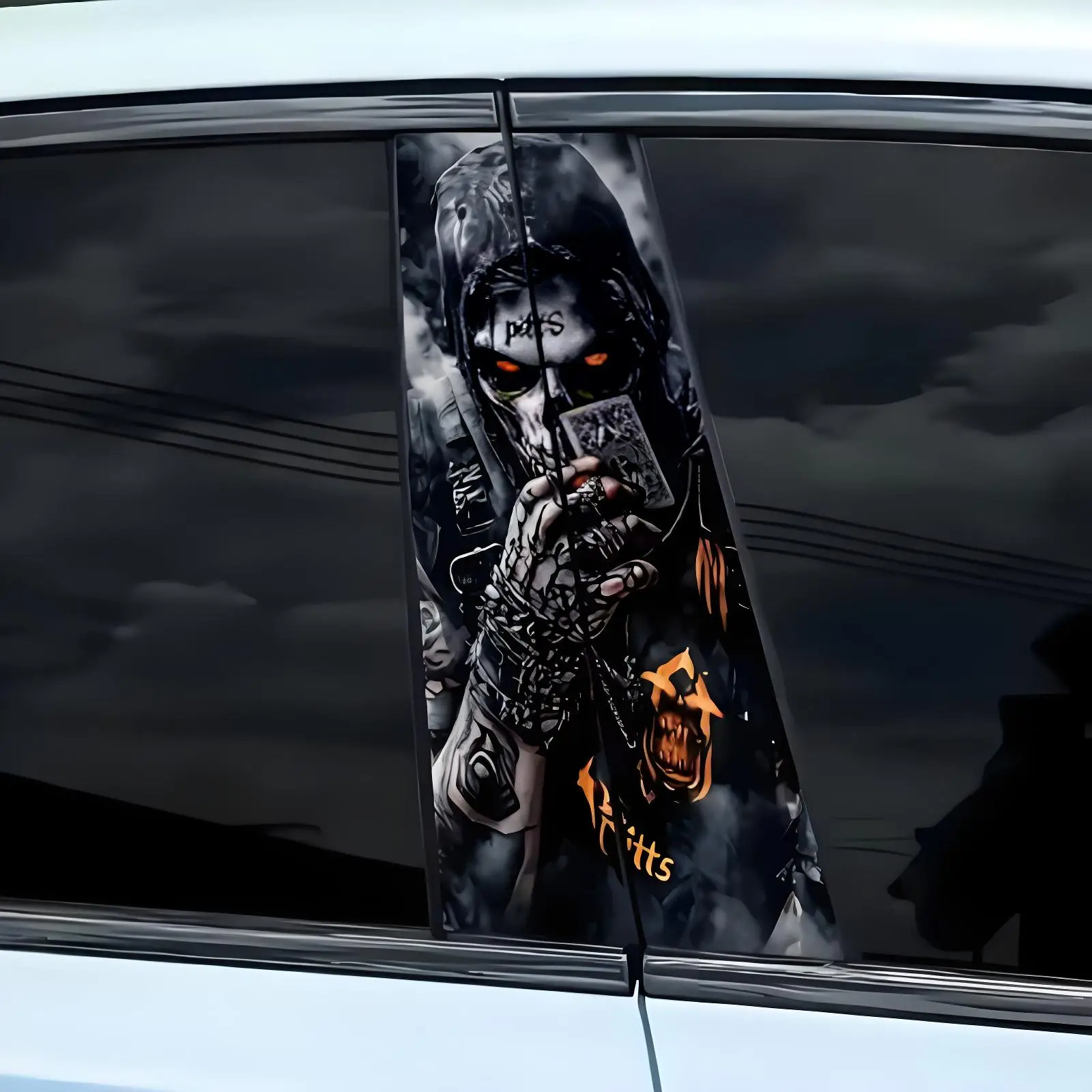 

1 Pair Halloween Themed Skeleton B-pillar Sticker Waterproof and Scratch Resistant Car Decoration Sticker by 9.84*19.6 inches