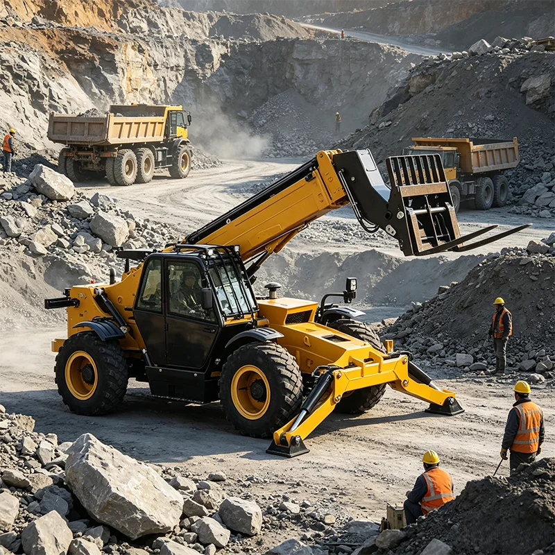 6 Ton Telehandler with 10 Meter Lifting Height and Dual Wheels for Soft Terrain Quarry and Mining Operations