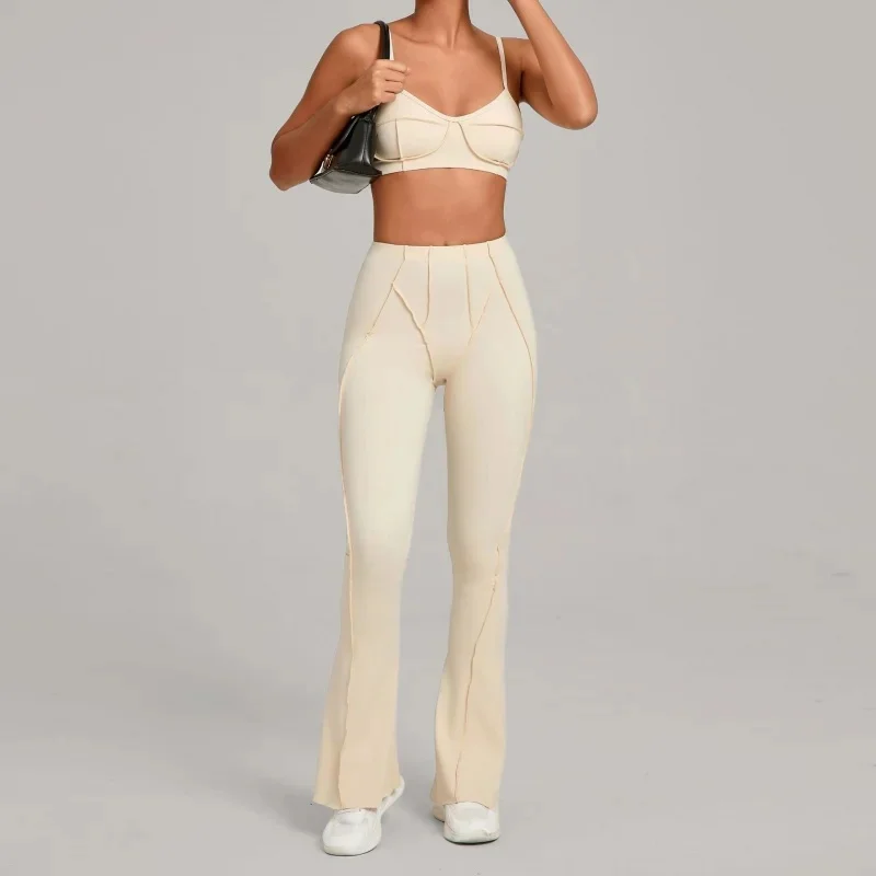 2 Piece Gym Set  Women Tracksuit Workout Sportswear Gym Clothing Fitness Sleeveless Flared Yoga Leggings Sports Suit Yoga Outfit