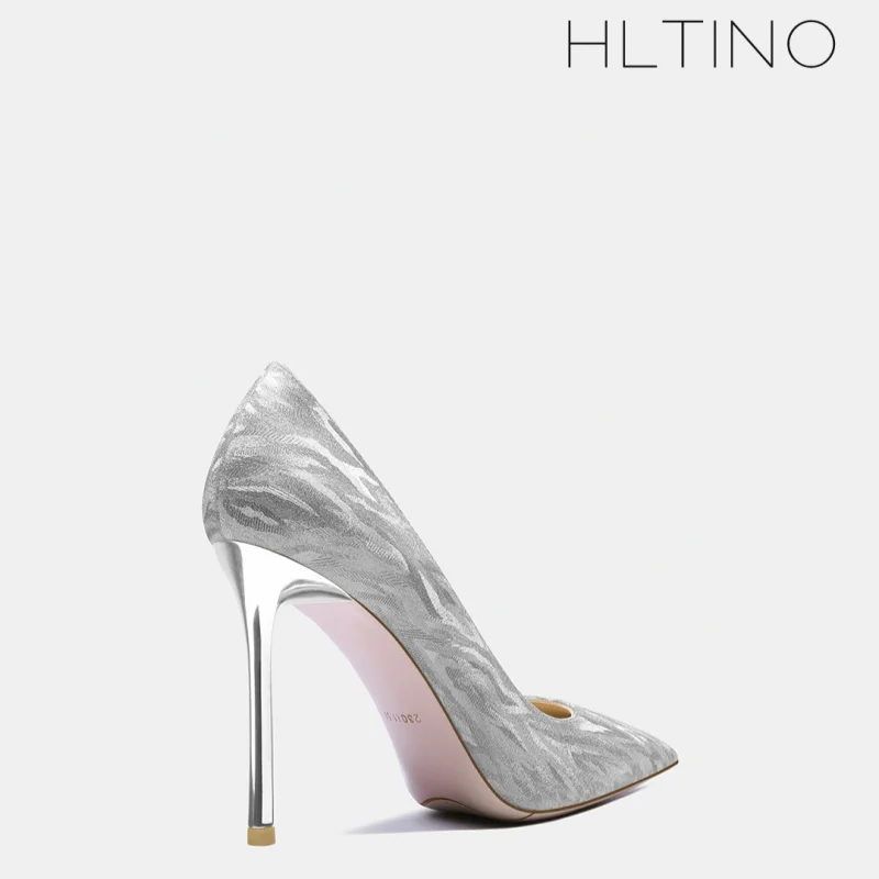 Elegant Woman Heel Shoes Silver Pointed Toe Shallow Stiletto High Heels Fashion Party Prom Pumps Luxury Designer Women's Shoes