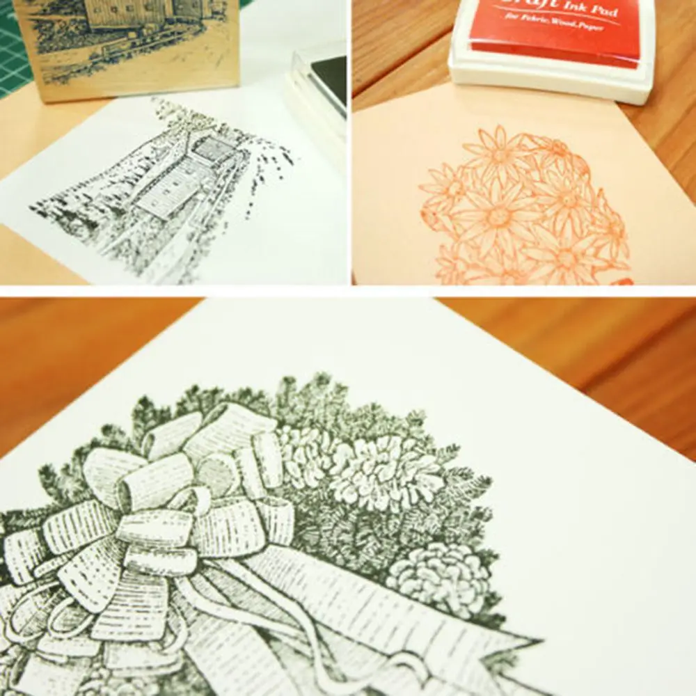 Fashion Oil Based DIY Craft Ink Pad Rubber Stamps for Fabric Wood Paper Wedding