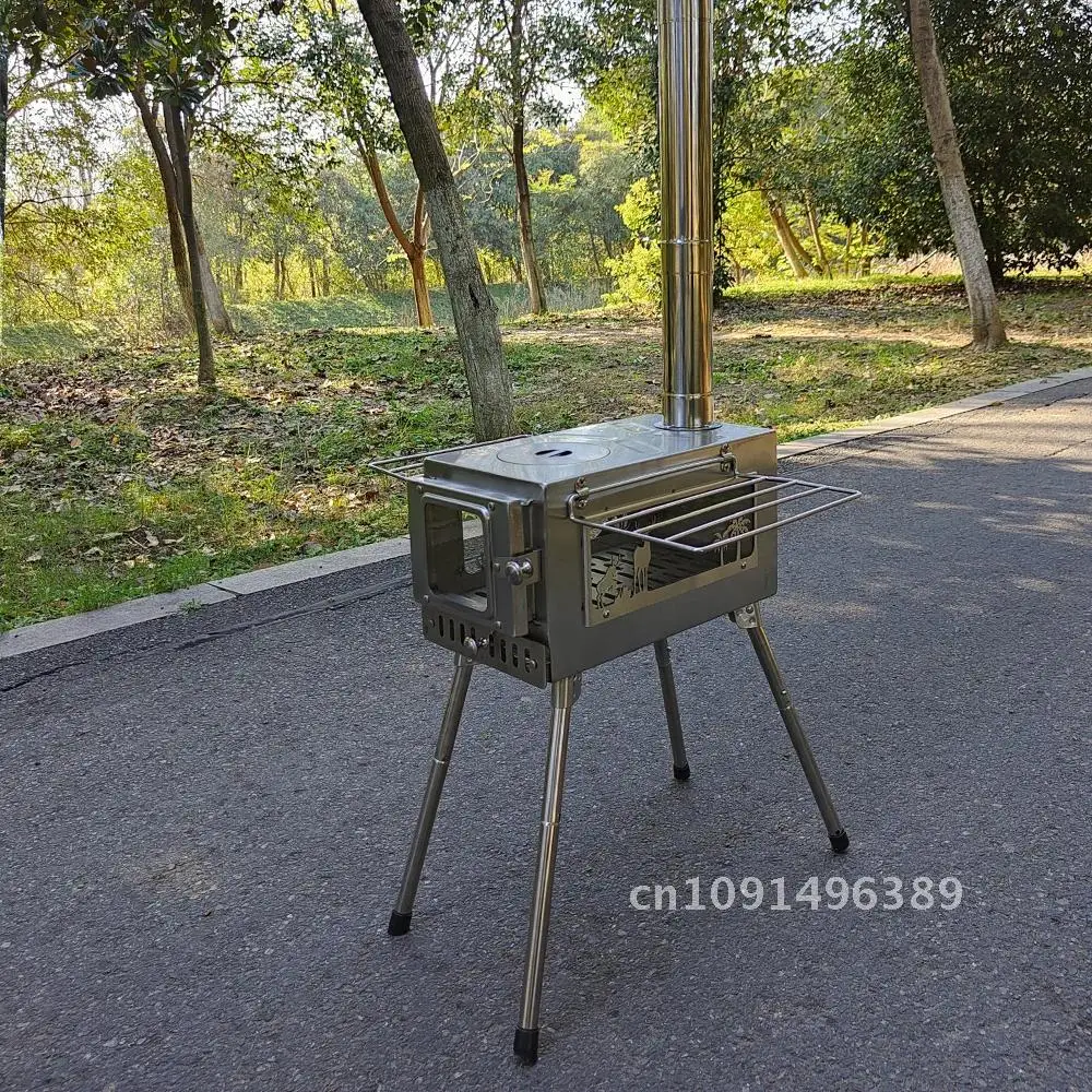 Camping Firewood Stove Outdoor Hot Tent Stove Portable Folding Wood Burning Stove New Detachable Chimney Furnace