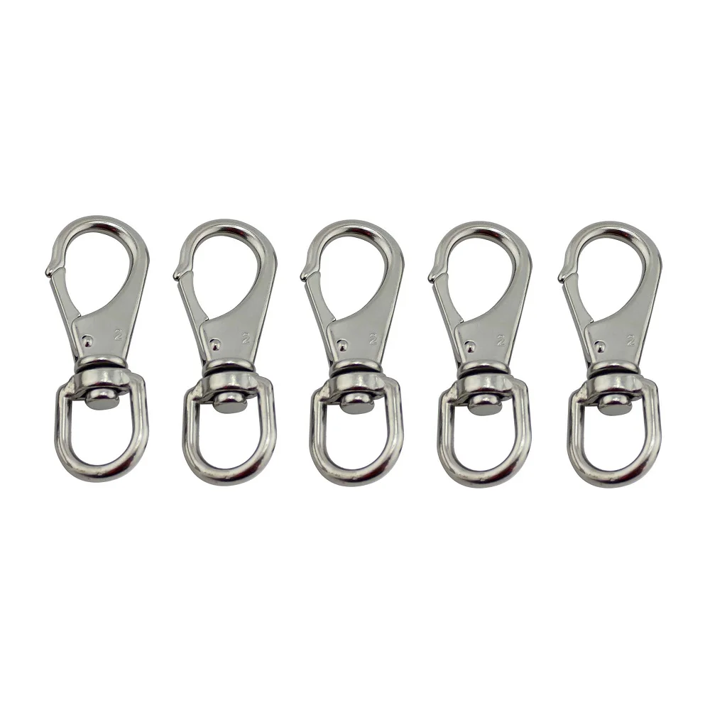 Edelstahl Splitter Swivel Eye Bolt Snap Sping Haken Clips Für Tauchen Haustier Ketten Boot Marine Hardware