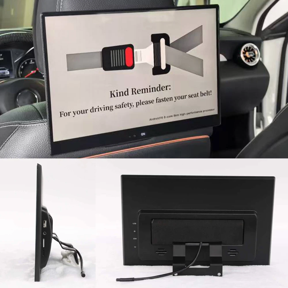 

13.3" Car Headrest Monitor Display IPS Android 16 4G+64G Touch Screen For Audi SQ7 SQ8 RSQ8 Car Rear Seat Player Dual HDMI Music