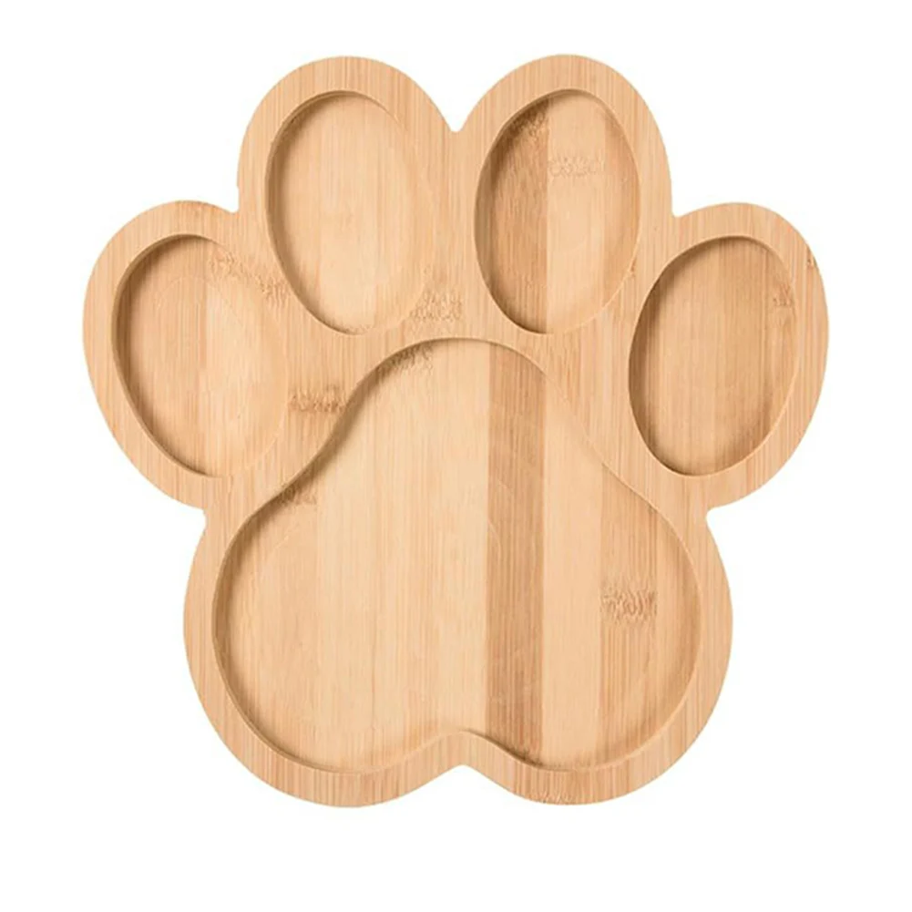 Dog Paw Shaped Wooden Serving Tray 11.82*11.82*0.79 Inches Cheese, Fruit, Snacks, Candies, Cookies Wooden Candy Dish Bowls