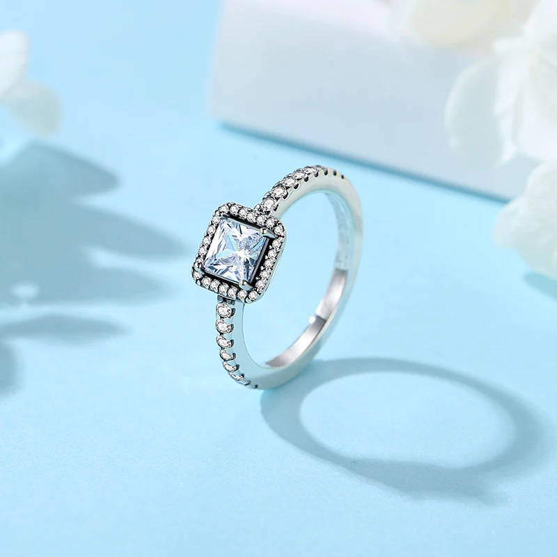 Original 925 Sterling Silver Ring Love Heart Pave CZ Crystal Stackable Rings For Women Wedding Engagement Birthday Gift Jewelry