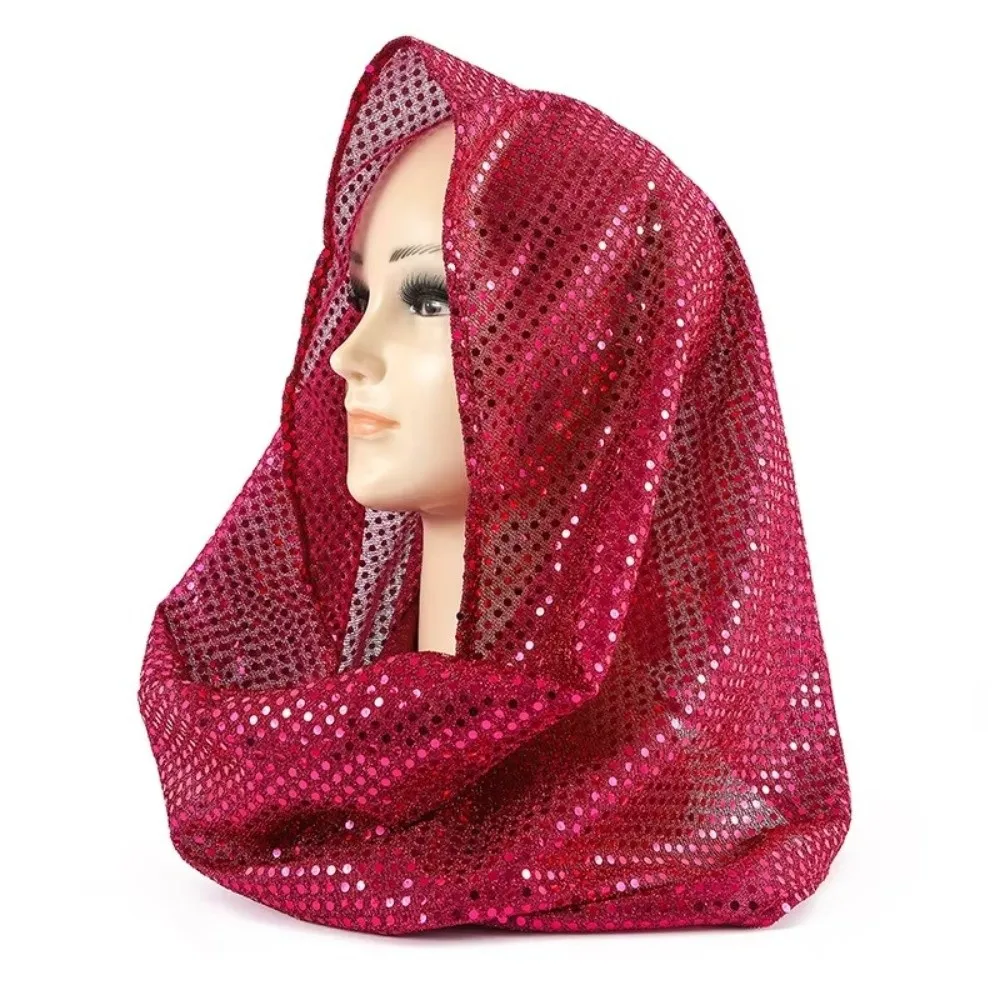 

Новая мягкая дышащая однотонная кружевная хиджаб-шапка с пайетками и капюшоном, легкие головные уборы с пайетками в ближневосточном стиле
