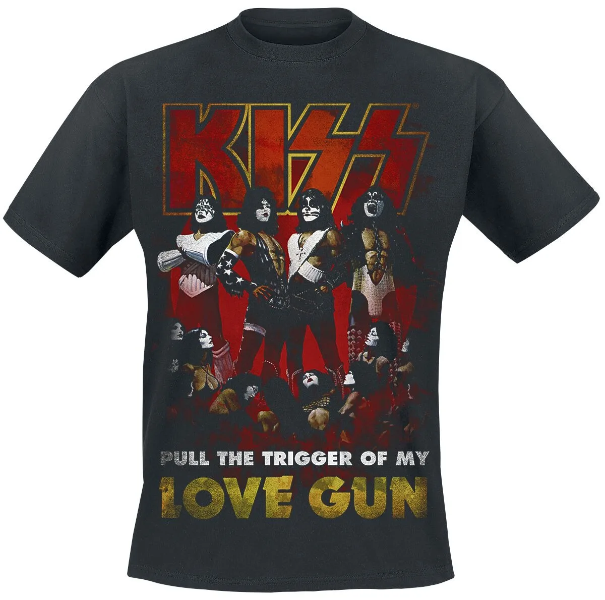 Camiseta con estampado de retrato de KISS Love Gun Band, camiseta informal neutra 100% algodón, ropa de calle Glam Rock