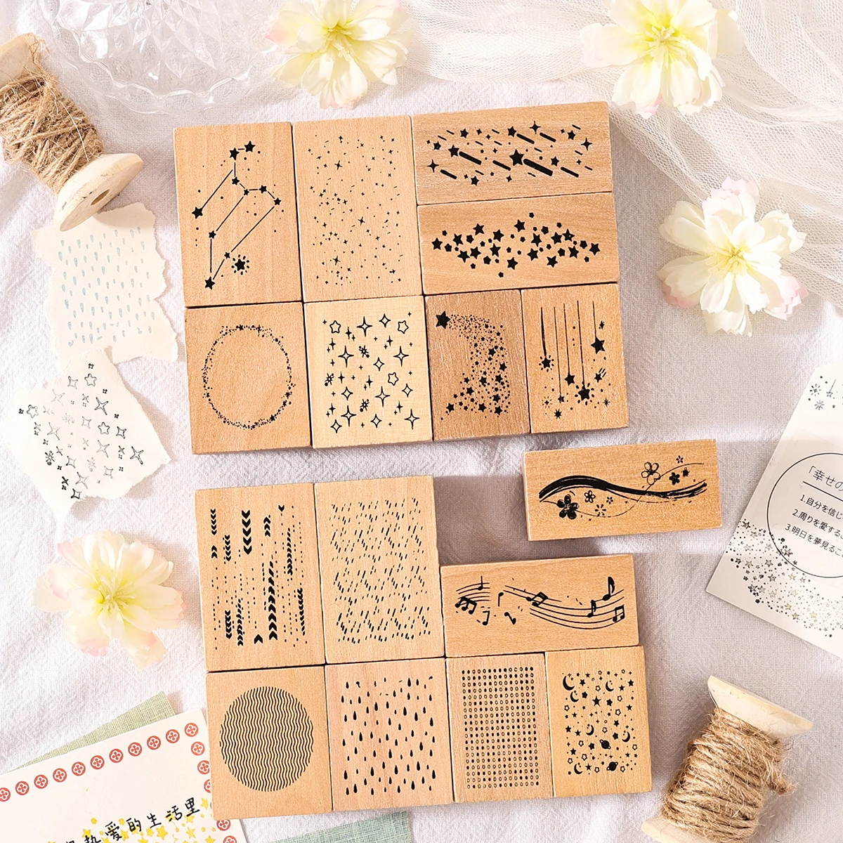 8 قطعة/صندوق النيزك القمر مجموعة طوابع خشبية لسجل القصاصات وبطاقة مذكرات الديكور ، هدية صندوق الديكور ، لوازم الدراسة الأنيقة #6