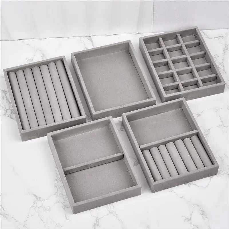 Hot New Portable Velvet Jewelry Ring Jewelry Display Organizer Box Tray Holder Earring Jewelry Storage Case Showcase Wholesale