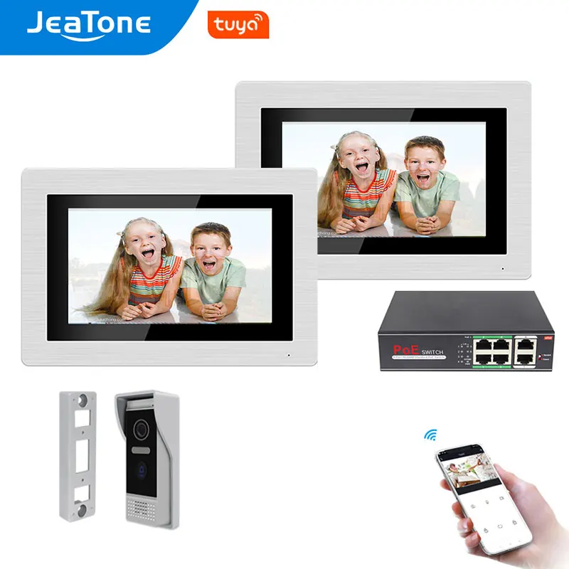 Jeatone Wifi Intercom With Video Intercom With Doorbell Camera with Motion Detection 7 Inch Tuya Intercom System For Home Villa
