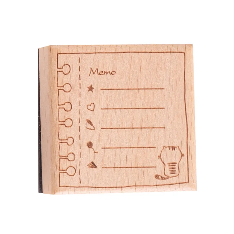 1Pc Vintage Message Frame Series Decoration Wooden Rubber Stamps for Scrapbooking Stationery Diy Craft Cute Cat Standard Seal