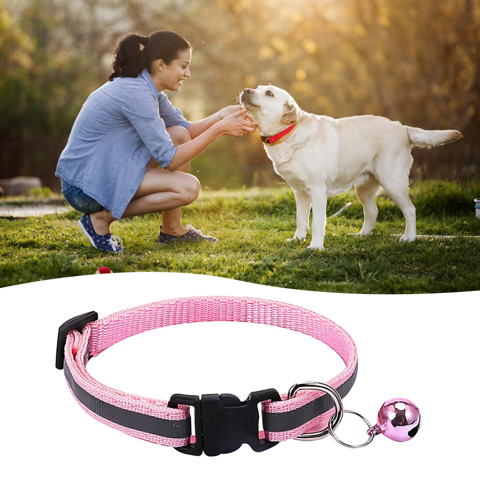 Personalized Cat Collar with Bell Lightweight Reflective Tough Nylon Cat Collars for Kittens Girl Boy Cats xqmg