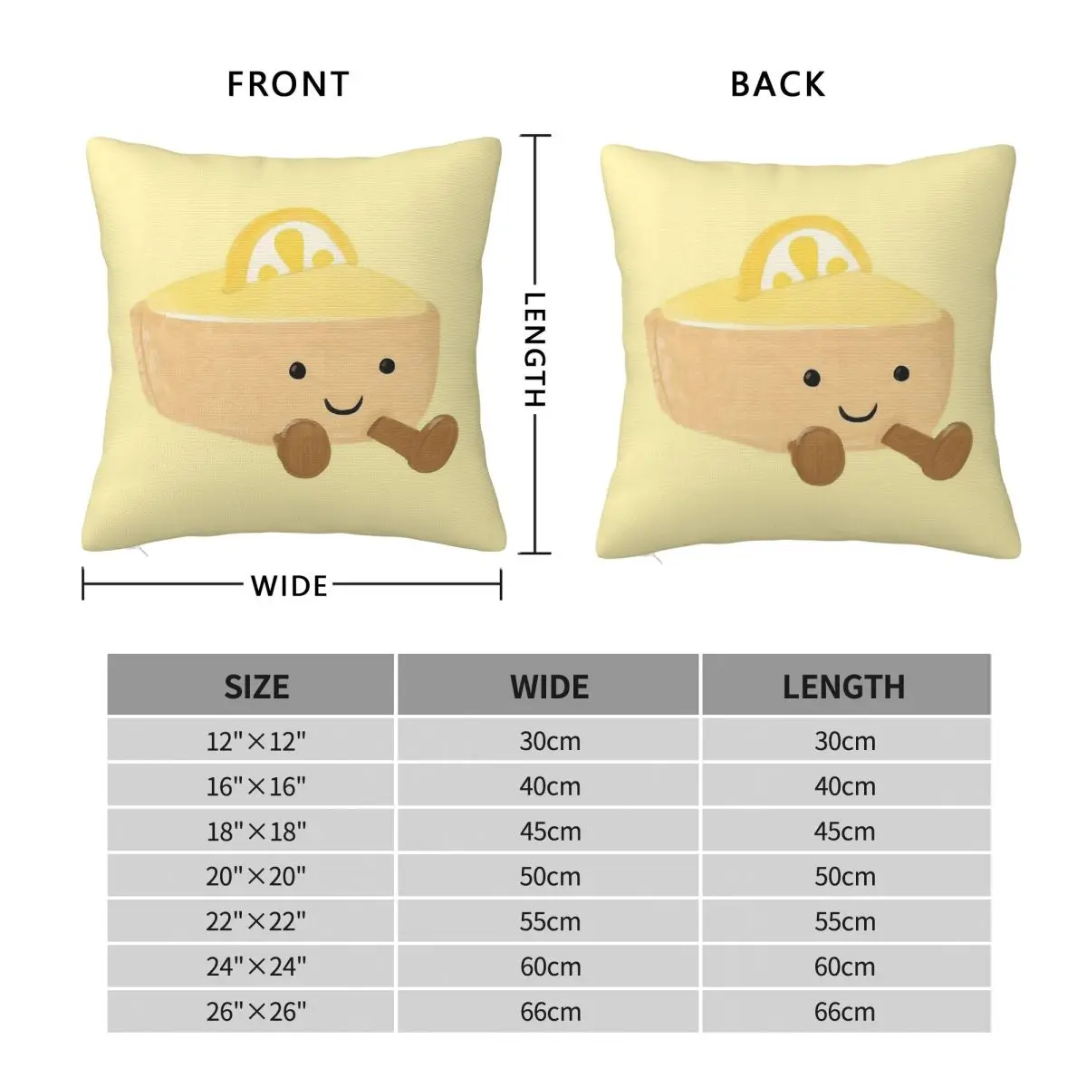 Lemon Tart Square Pillowcase Polyester Linen Velvet Pattern Zip Decor Pillow Case Bed 18