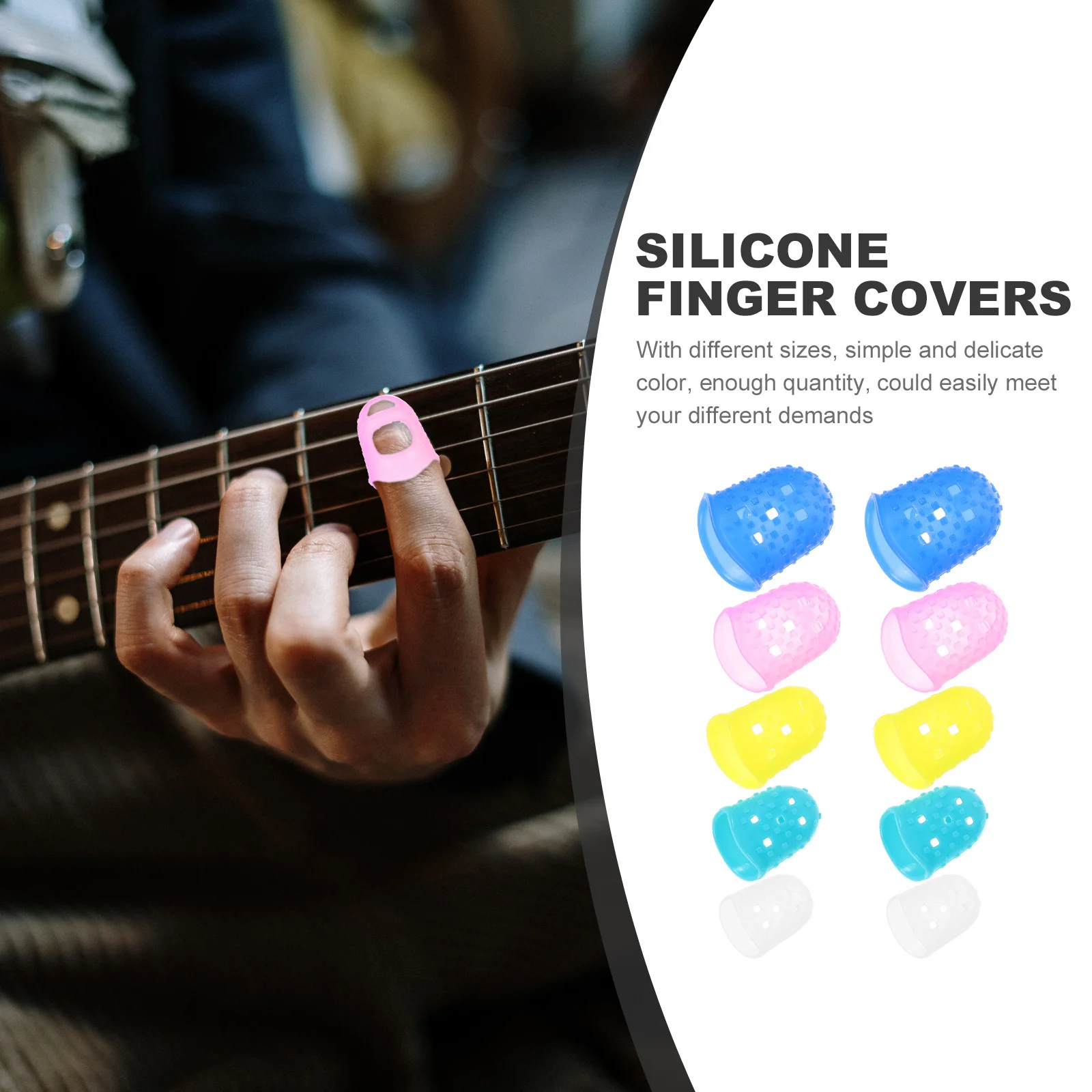 50 pcs Silicone Fingertip Protectors Non Slip Finger Covers For Guitar Playing Paperwork Protective Safe Comfortable Use