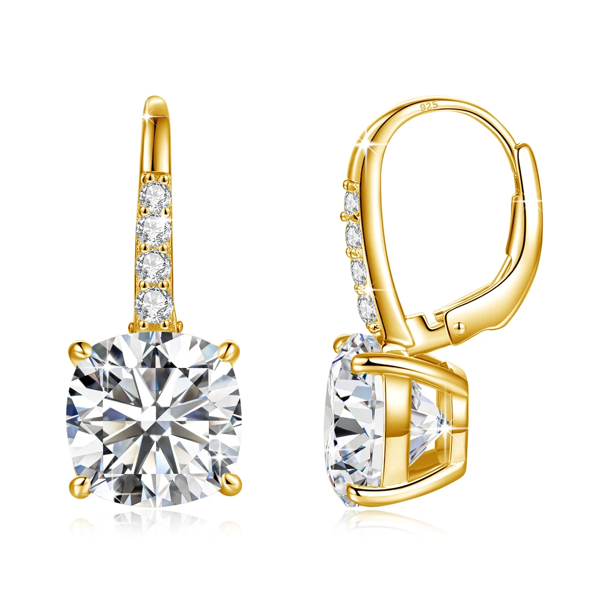 

Trendy 10x10mm 5ct Moissanite Drop Hoop Earrings for Women Real 925 Silver Clip Earring Wedding Party Jewelry Engagement Gift