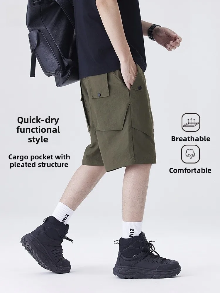 

Men's Qui Dry Five-Quarter orts Summer Workwear Military een Casual Pants Loose Fit Straight Leg Faionable Youthwear