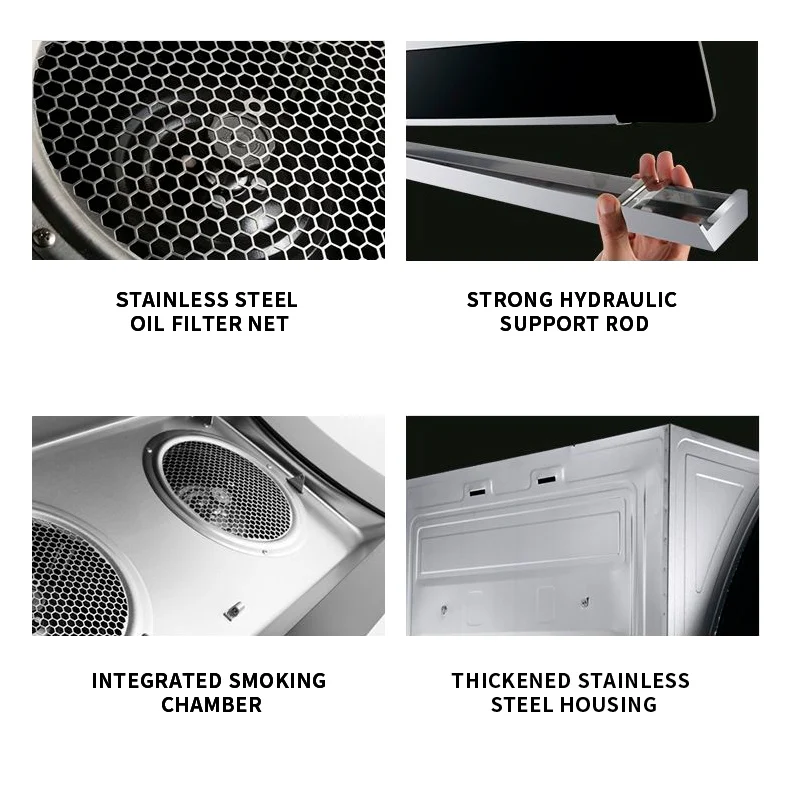 شفاط المطبخ الذكي ذو 3 سرعات 2025 - عادم مدخنة المطبخ سهل التنظيف مقاس 900 مم مع استخلاص الدخان المتقدم