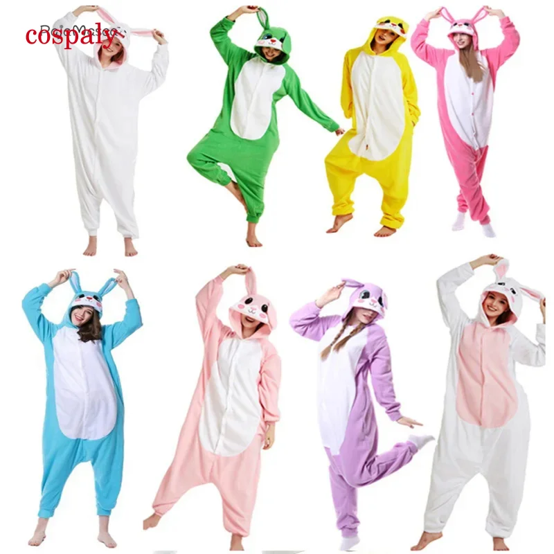 A Lovely animal bunny fleece women rabbit onesie adult unisex cosplay costume pajama sleepwear men Halloween partyraccoon Kiguru