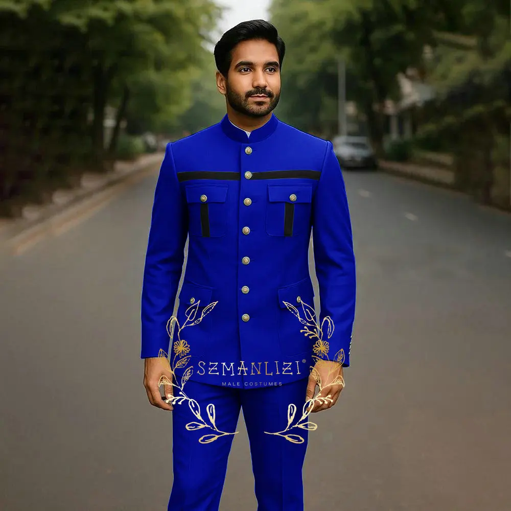 Klassische, solide Anzug-Sets für Herren, modisch, Party, maßgeschneidert, Slim-Fit-Blazer, Hosen, 2-teilig, Hochzeitsbankett, Trauzeuge, formelle Outfits