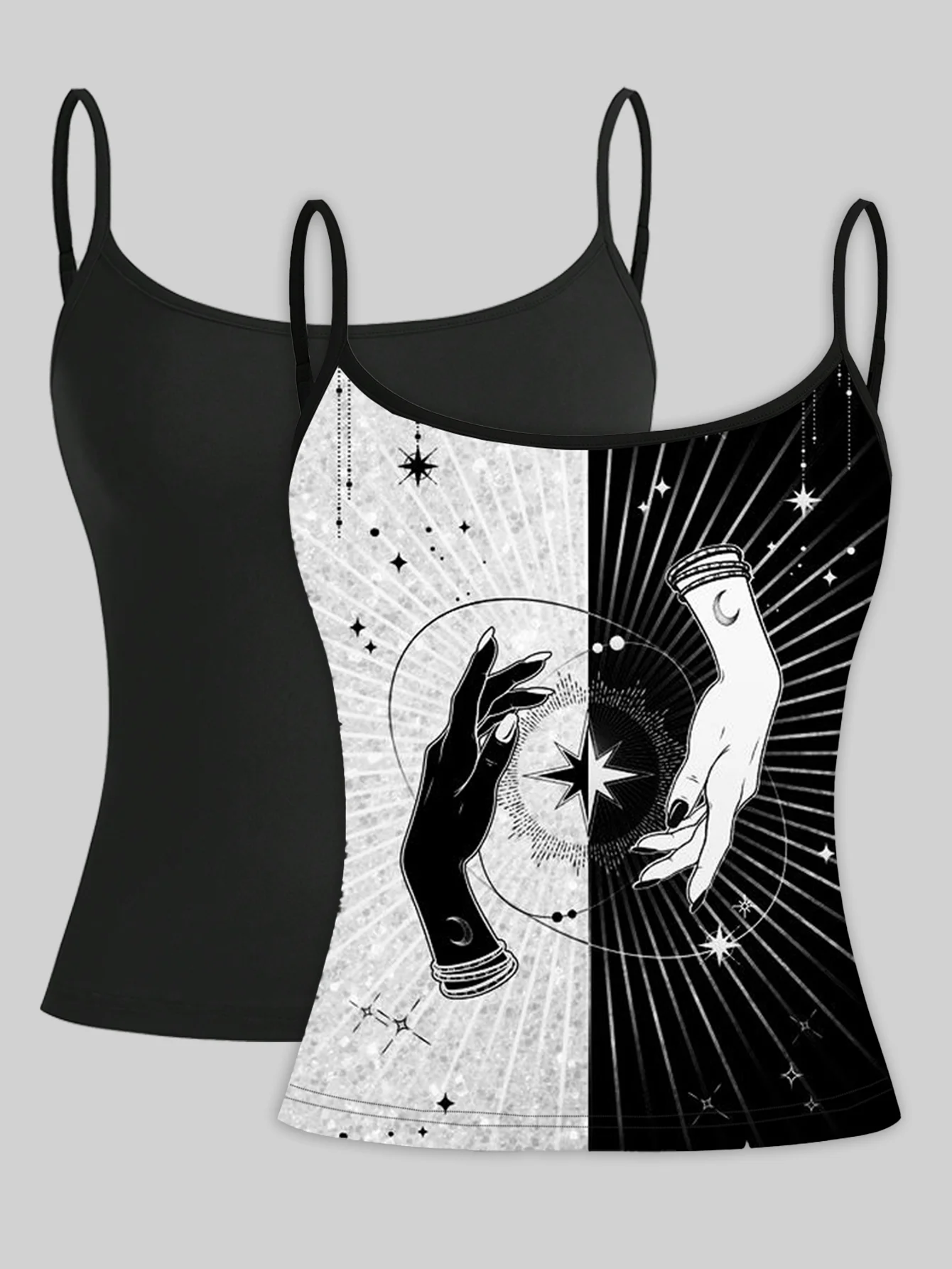 

Alchemical Contrast Duo: Esoteric Hand Symbolism and Noir Layering Essentials for Women's Mystical Styling