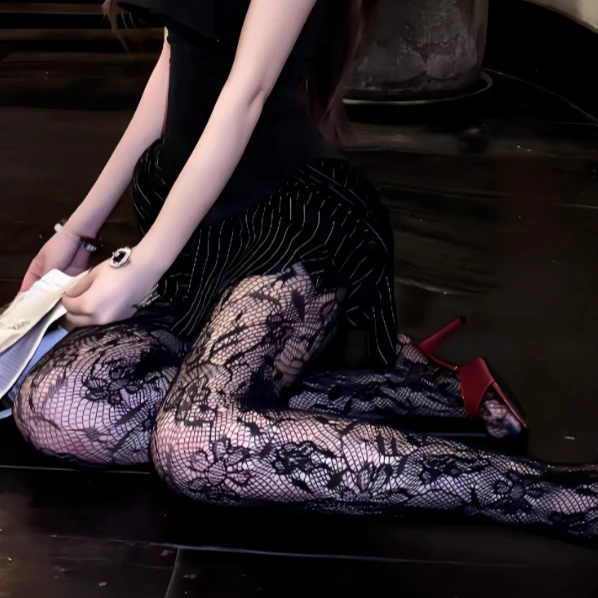 New Calcetines Women Tights Vintage Bodystockings Sheer Legging Sexy Lenceria Flower Design Pantyhose Dropshipping