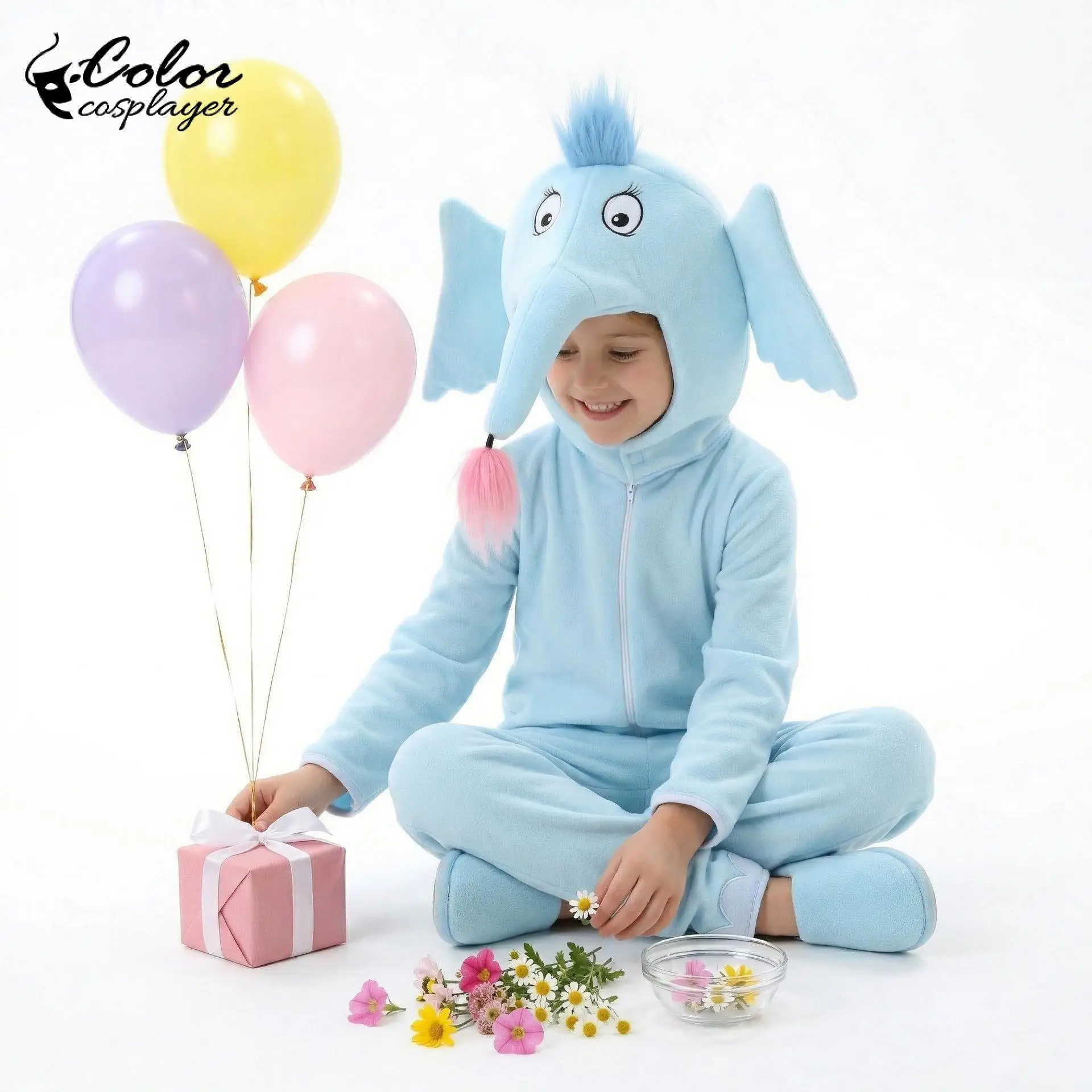 

Funny Elephant Costume One-Piece Suit Hat Halloween Party Stage Performance Show Jumpsuit Holiday Animal-Themed Party Jumpsuit