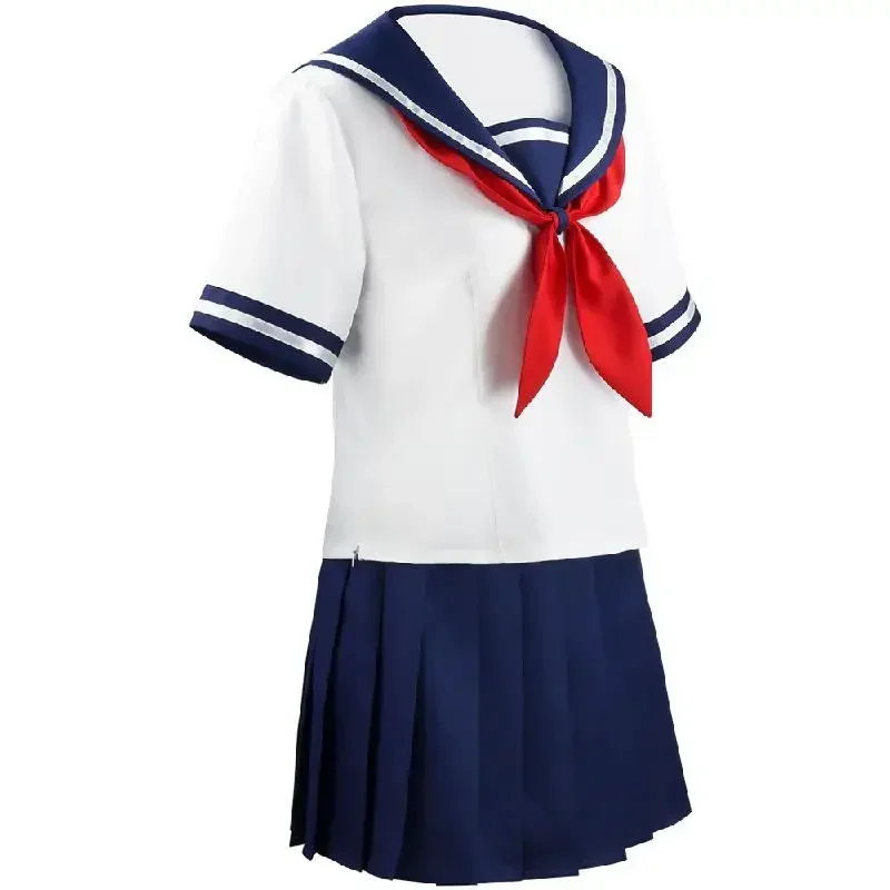 Yandere Simulator Ayano Aishi Cosplay Costumes Game Anime Girls JK Uniform Outfit Sailor T-shirt with Skirt Black Wigs Set Party