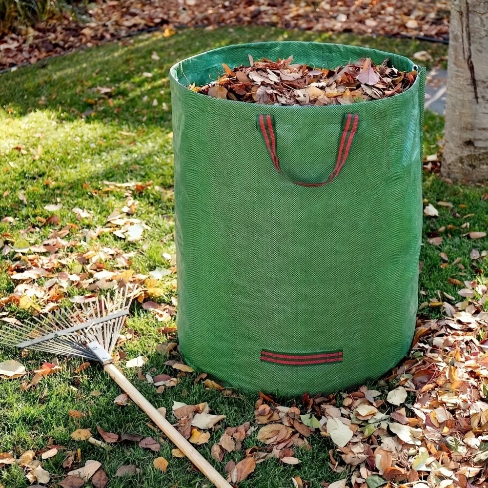 Garden Waste Bags Reusable Heavy Duty Collapsible Leaf Bags Garden Waste Bags With Handles Plastic Yard Container ForLawn Debris