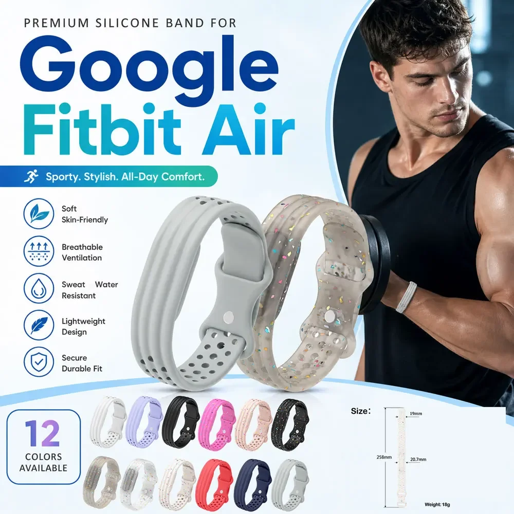 Sports Wristband for Google Fitbit Air Band Soft Light Silicone Replacement Band Adjustable for Google Fitbit Air  Accessory