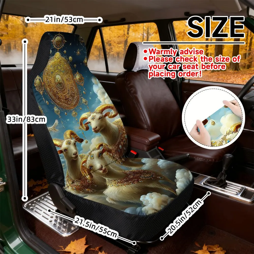 2pcs, Zodiac Capricorn Fantasy Scene Pattern Decorative Auto Seat Covers, Fit For Cars SUVs Trucks, Adds Distinct Stylish Look