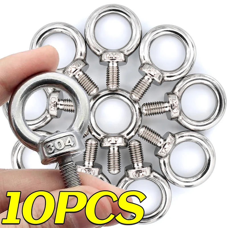 10/1x الثقيلة الموضوع مسمار بعروة 304 الفولاذ المقاوم للصدأ البحرية رفع العين مسامير حلقة حلقة ثقب ل كابل حبل ييبولت M4 M5 M6 M8
