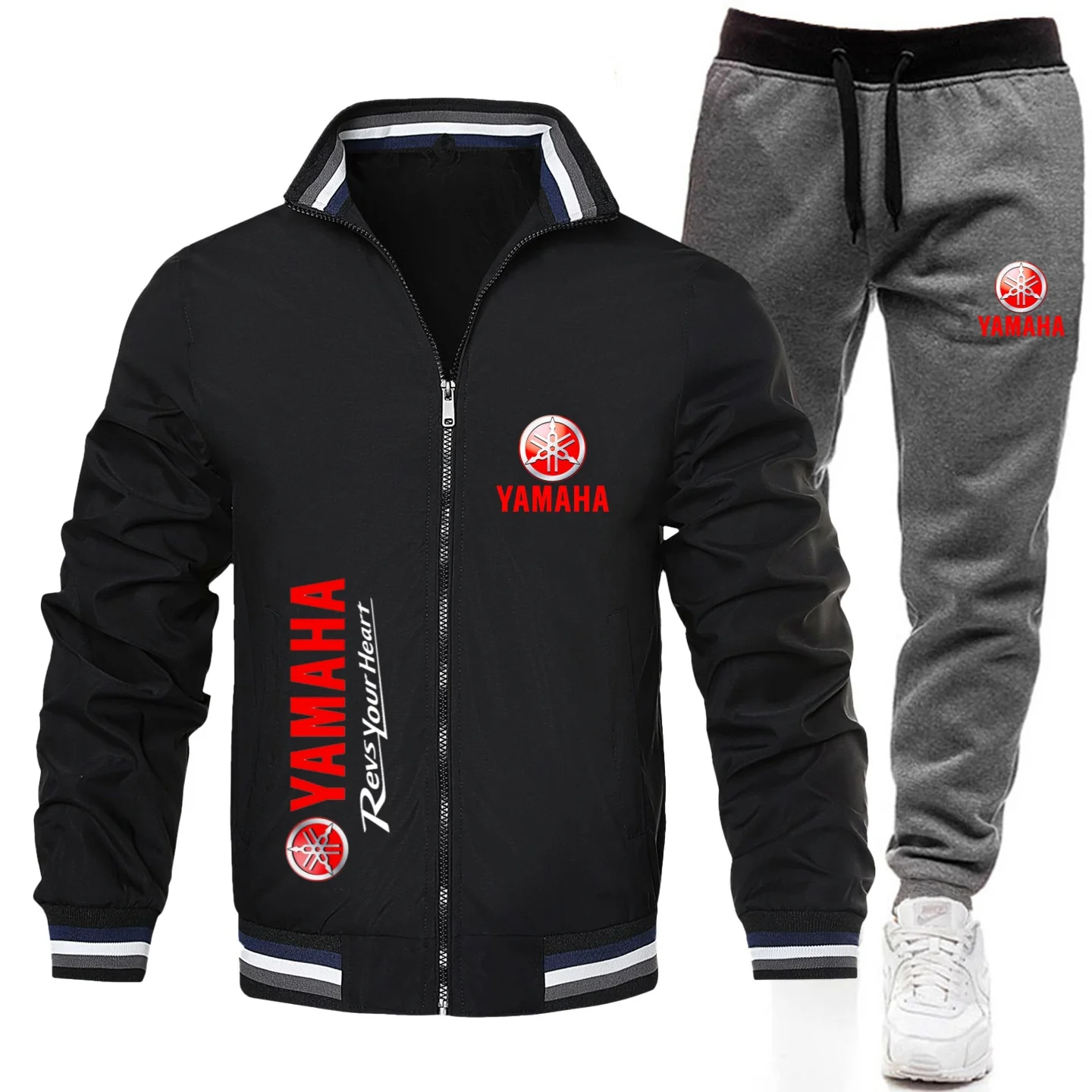 

Autumn and Winter Yamaha Sports Jacket Set Cross border New Men's Zipper Jacket+Pants Two piece Set Men's Set